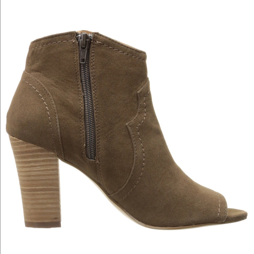Taupe Peet Toe Tassel Fringe Boho Ankle Booties - Picture 5 of 5