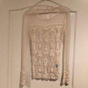 Lace, sheer long sleeve top