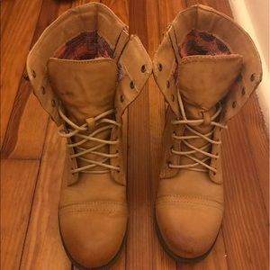 Brown combat boots
