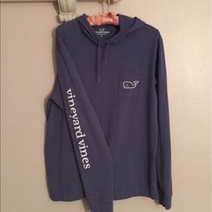 Long sleeved hooded T-shirt.