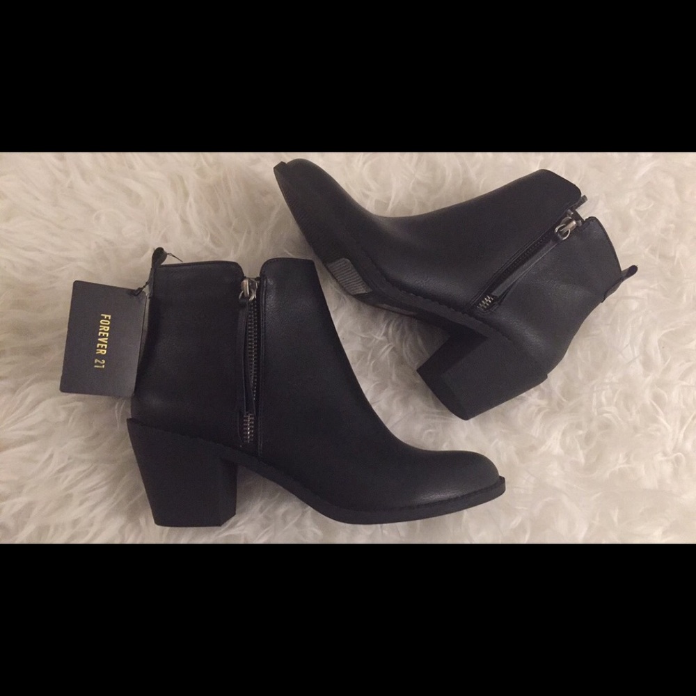 Zippered Faux Leather Ankle Booties