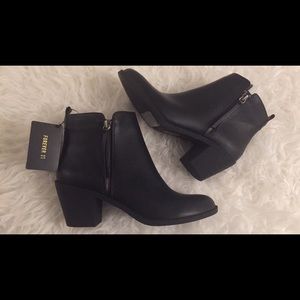 Zippered Faux Leather Ankle Booties