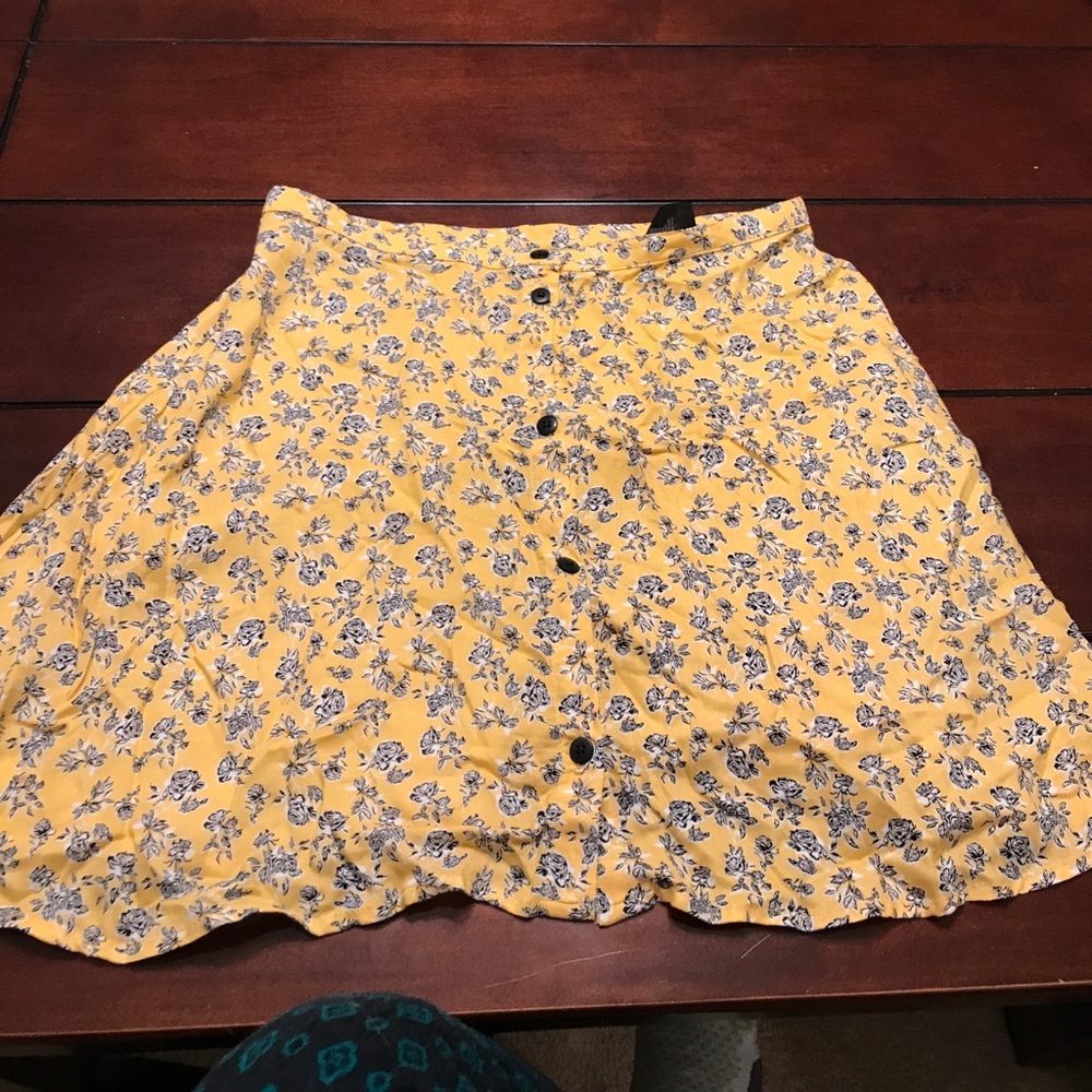 Yellow floral a line skirt