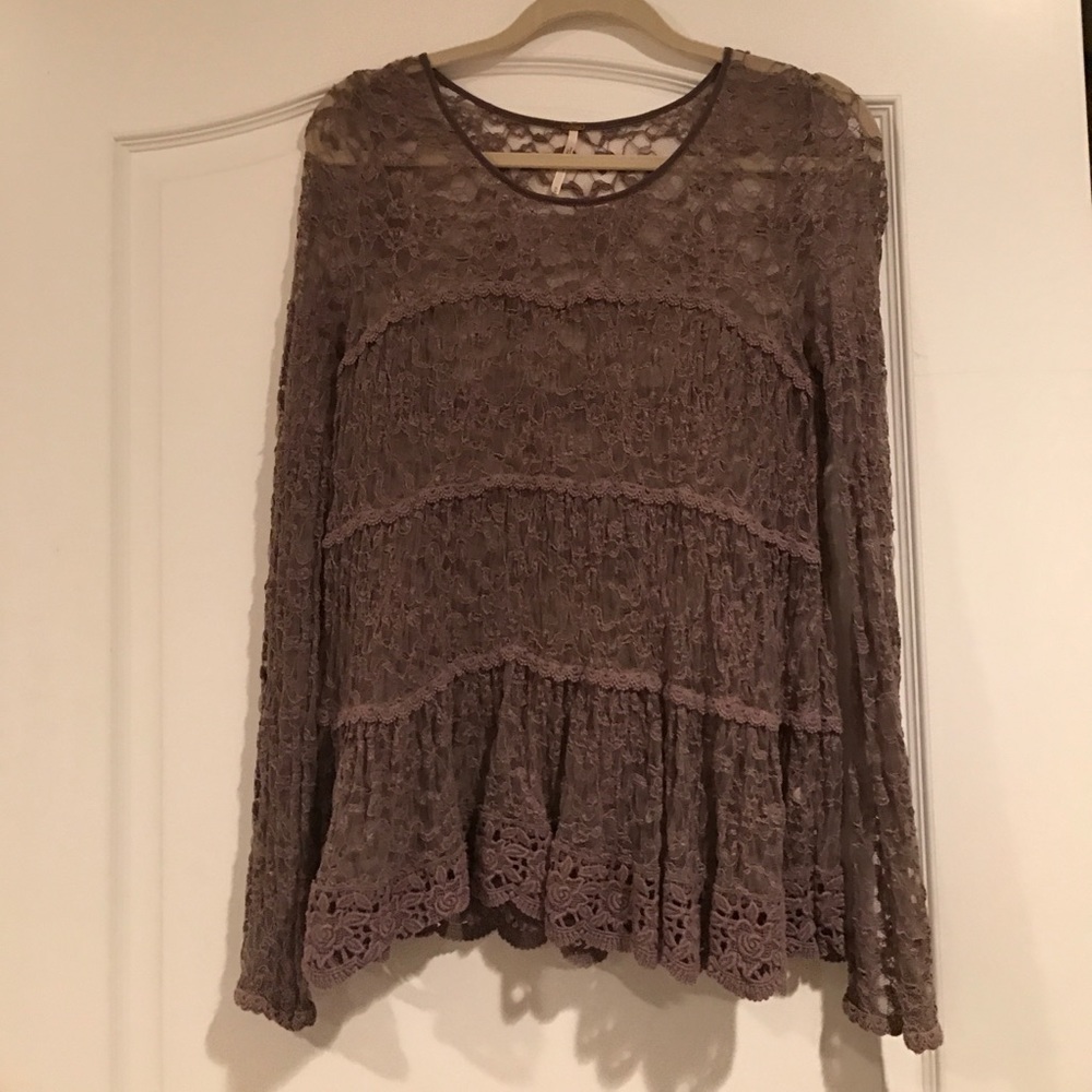 Sheer purple free people top flowy