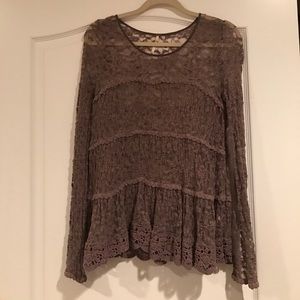 Sheer purple free people top flowy