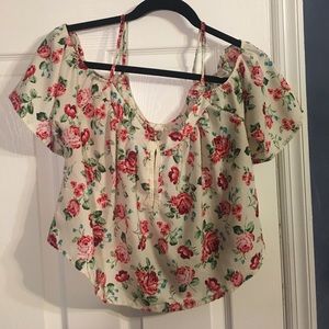 Cold Shoulder Rose Peasant Top