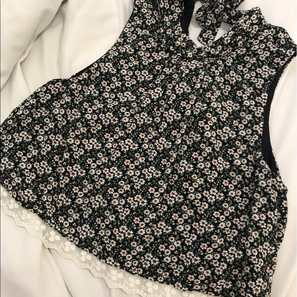 Floral mock neck tank