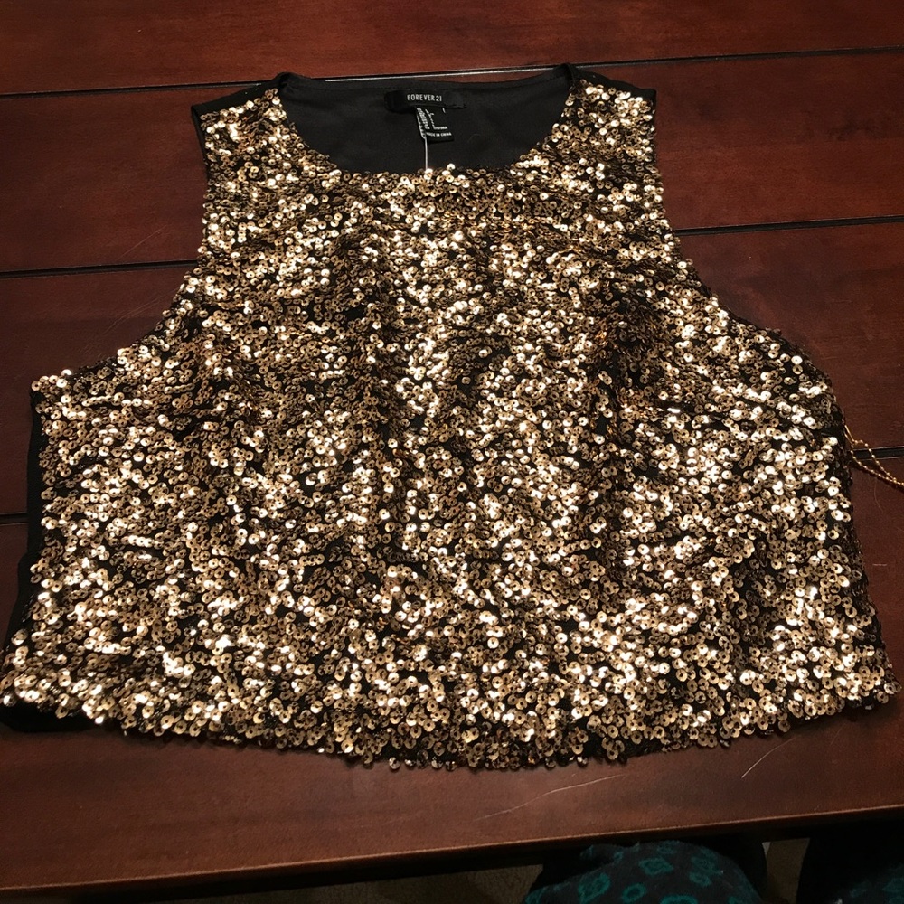 Gold sequined crop top
