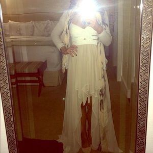 Beige and White Hi-Lo Dress