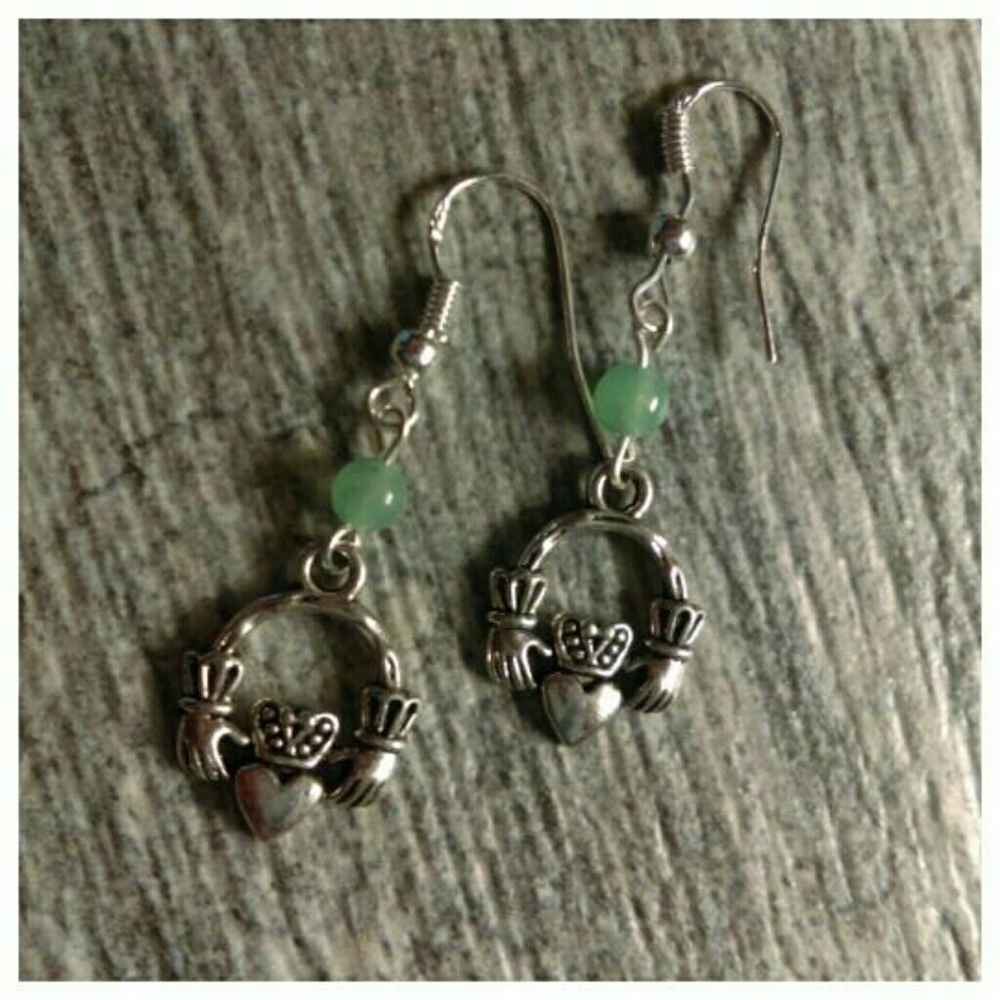 Silver Claddagh earrings
