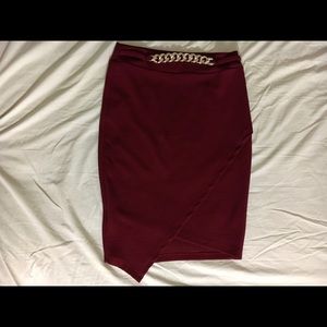 Burgundy pencil skirt