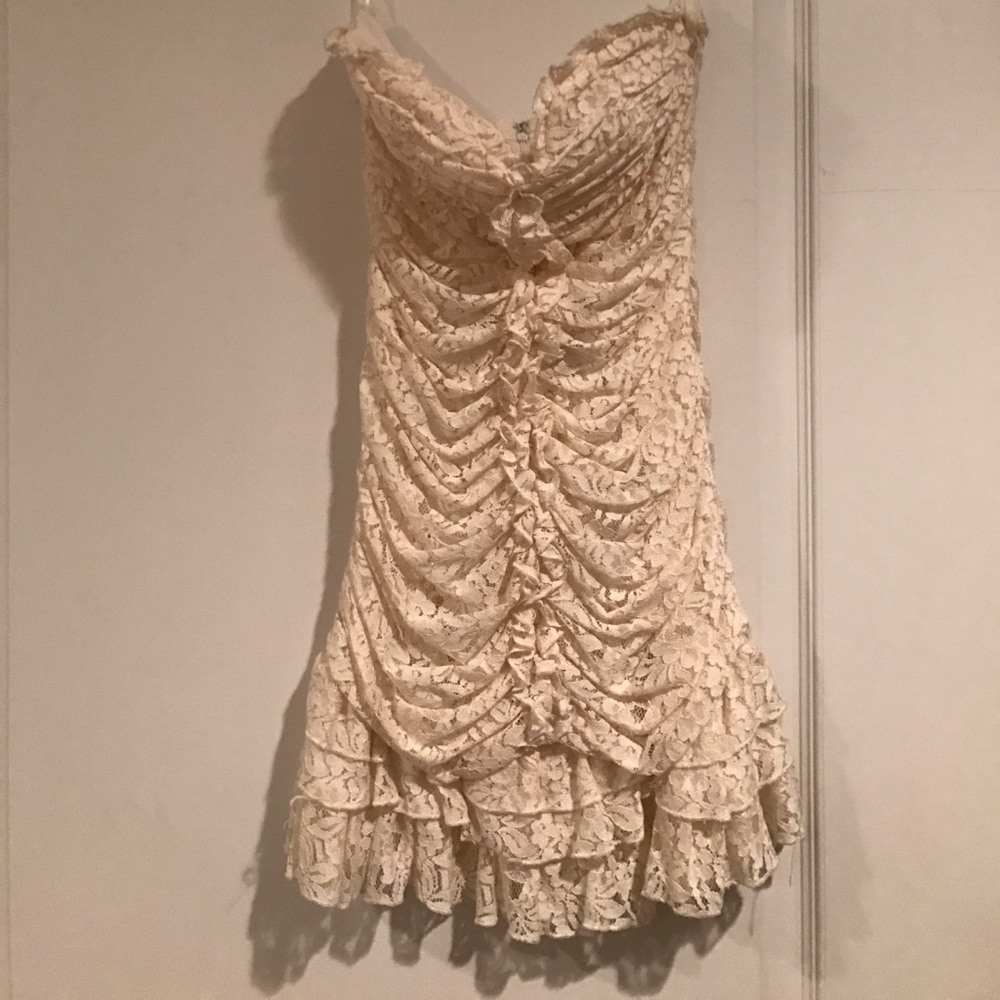 Cream lace strapless dress, never worn