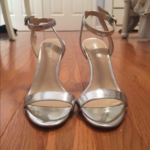 Nine West strappy silver heels
