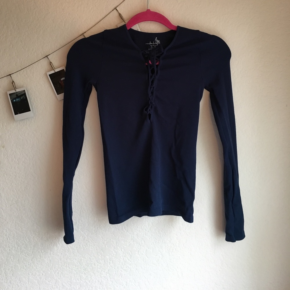Free people seamless lace up long sleeve