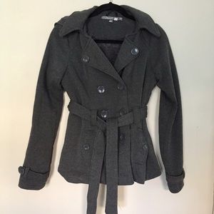 Charcoal gray peacoat