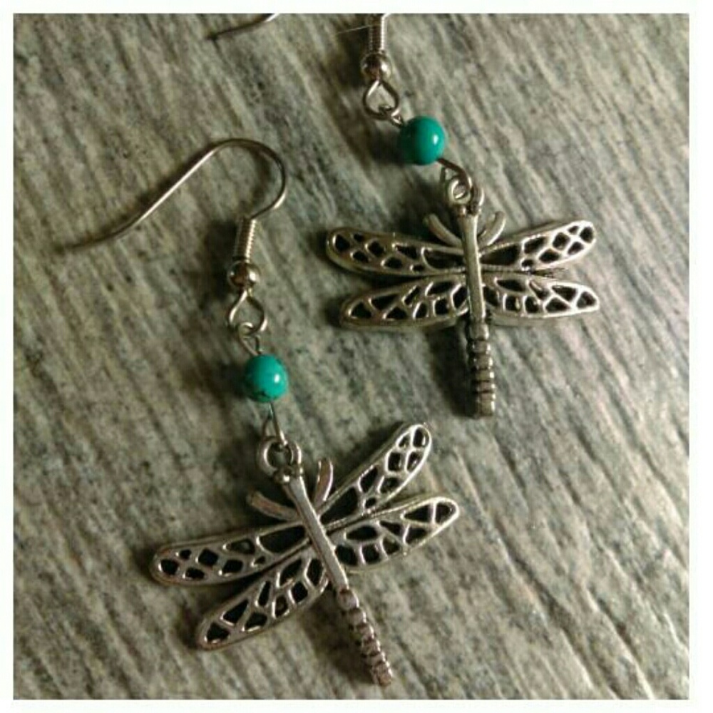 Silver & Turquoise dragonflies