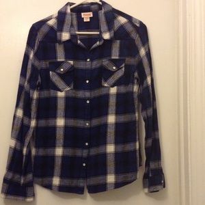 Mossimo Blue and White Button Up Flannel