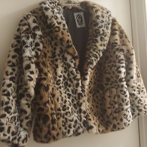 Guess leopard xl faux fur jacket