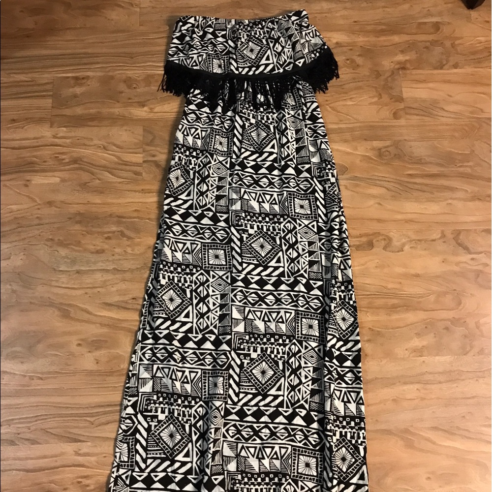 Boutique Fringe Maxi Dress NWOT