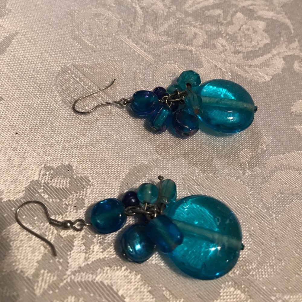 Blue Glass dangle earrings - Picture 1 of 3