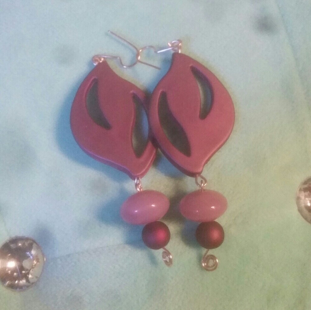 purple and pink dangle earrings