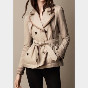 NWT Burberry Suede Trimmed Moto Trench SZ4