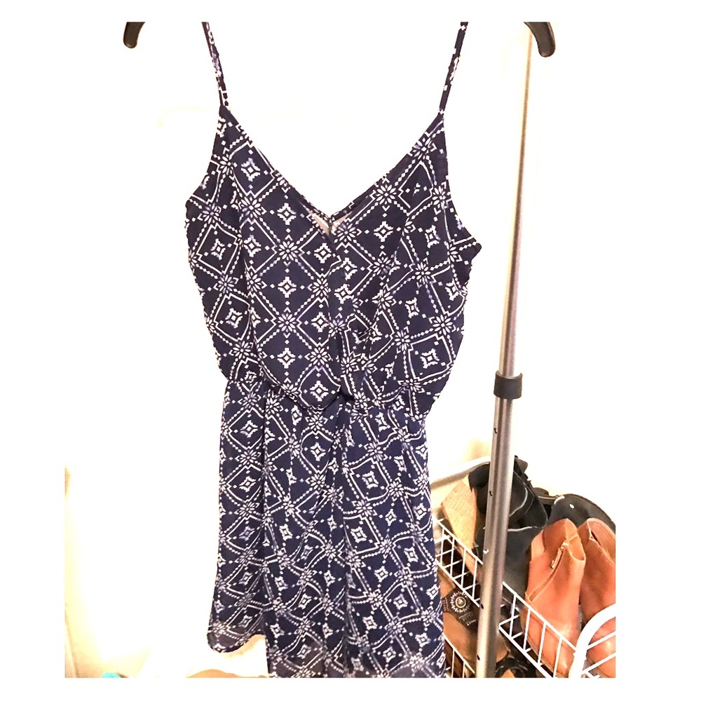 Forever 21 Royal Blue Patterned Romper