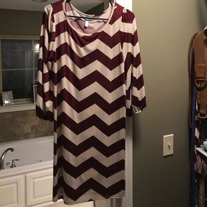 Maroon and white chevron dress