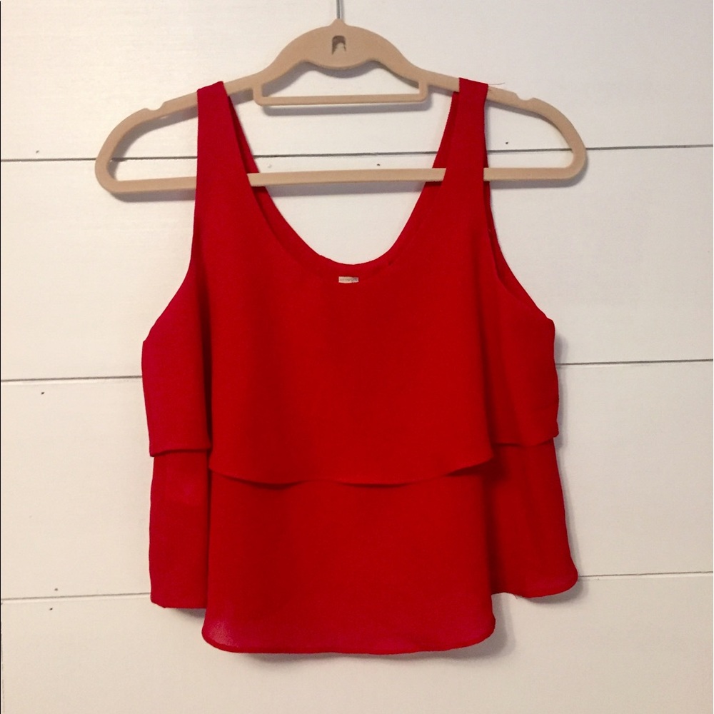 Anthropologie Red Crop Top