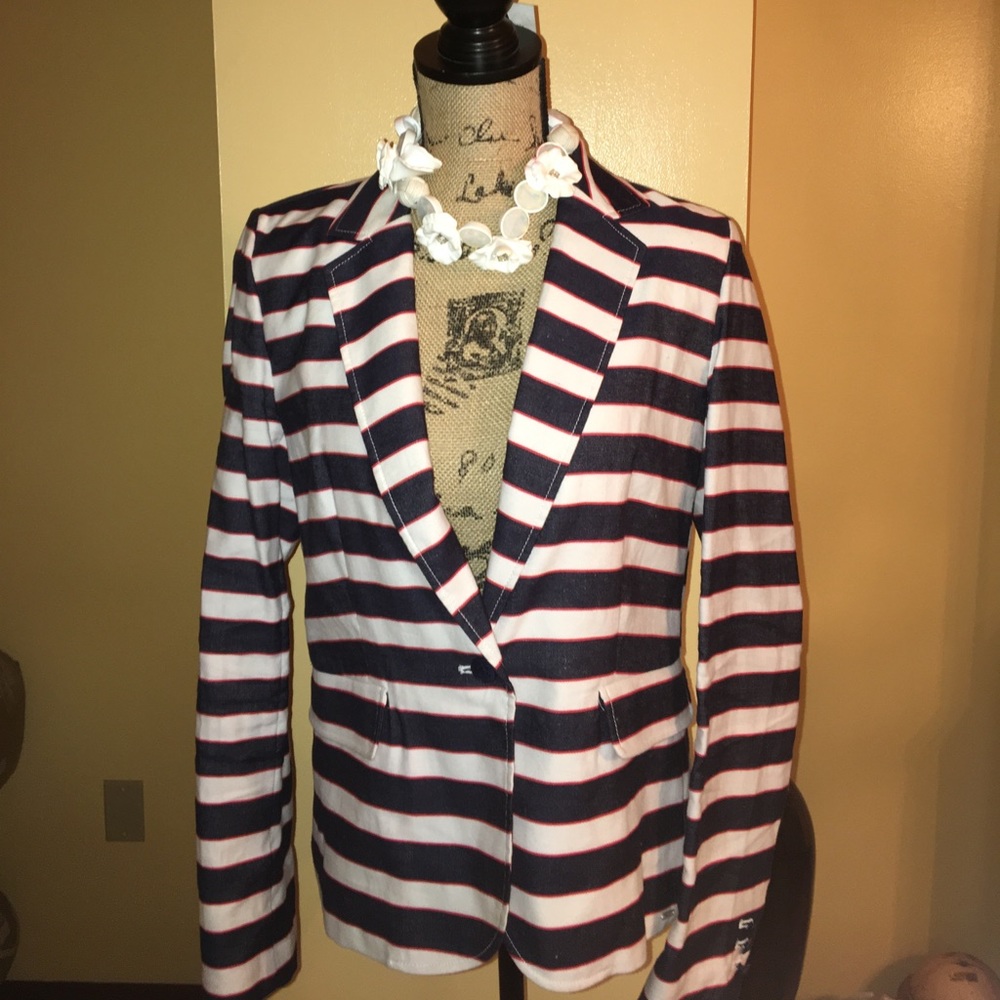 Wht, Blue and Red Tommy Hilfiger blazer.