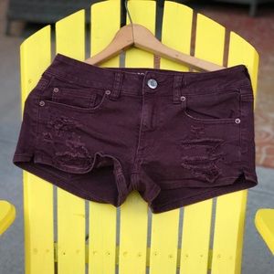 American Eagle Maroon Jean Shorts
