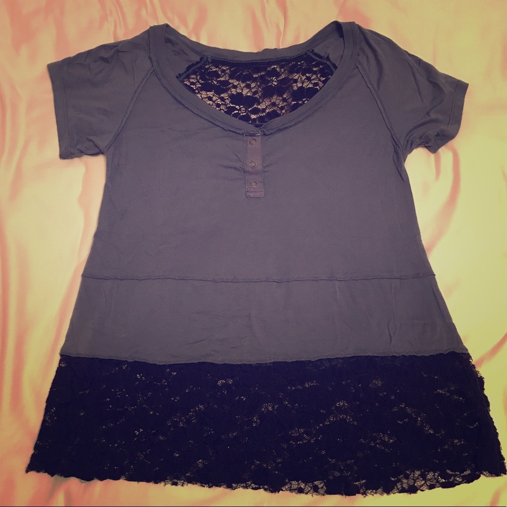Free People lace detail shirt