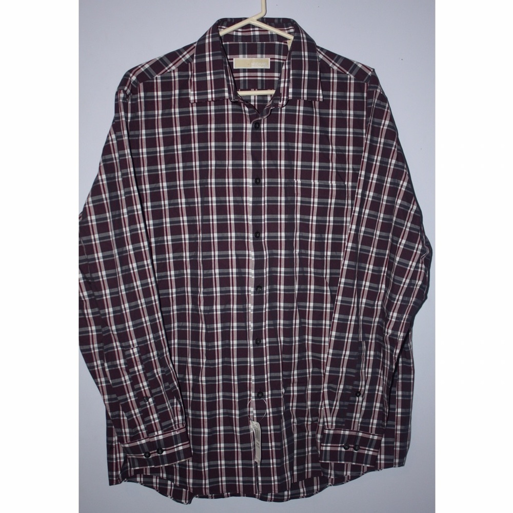 Men's Burgundy Plaid Button Down