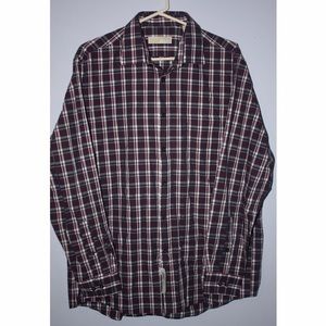 Men's Burgundy Plaid Button Down