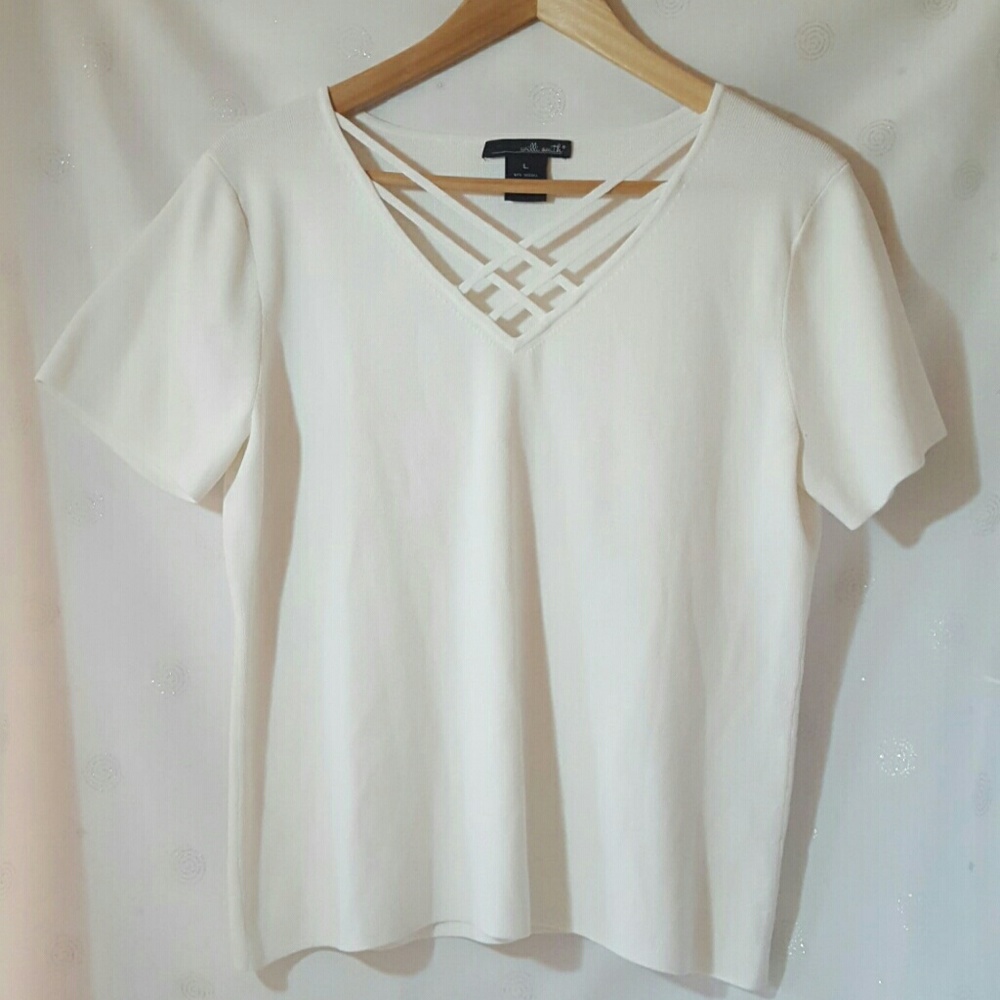 White Lace Up Top