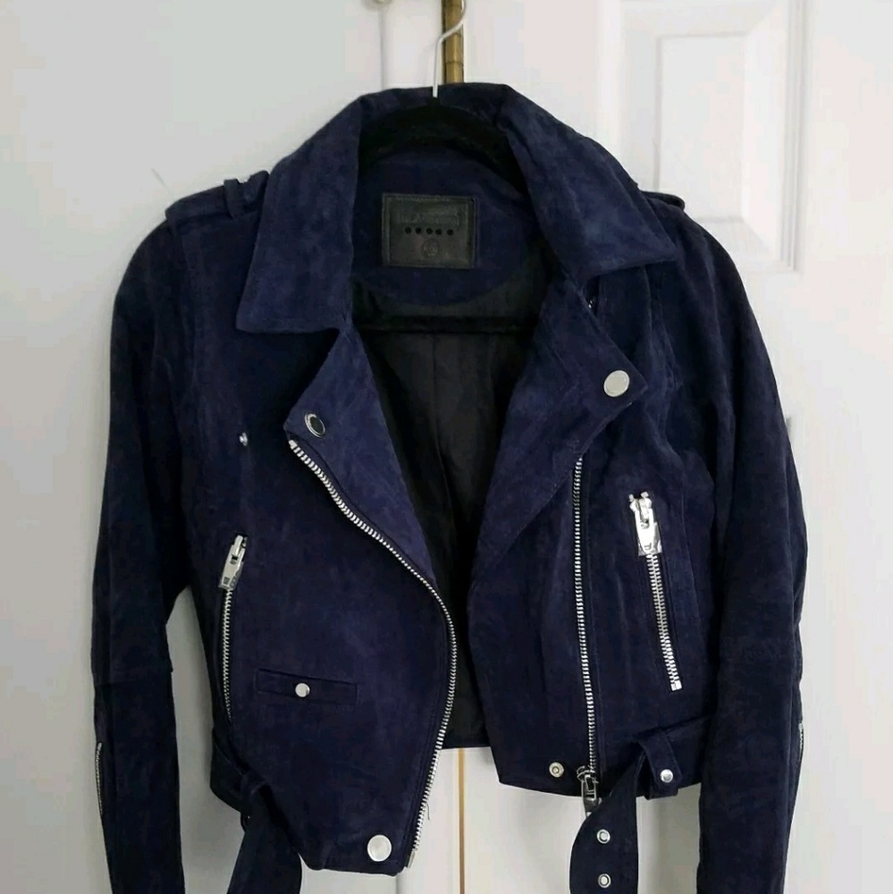 Blanknyc Suede Moto Jacket XS Navy blank nyc new