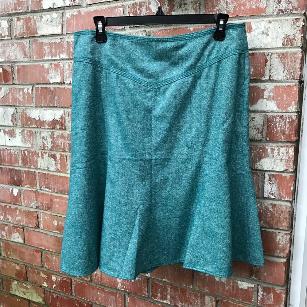 LOFT Green Tweed Skirt
