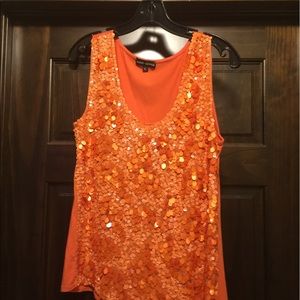 Orange Sequin Tank Top