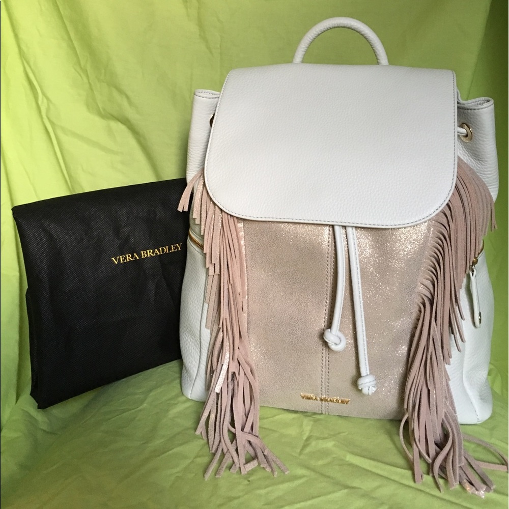 Vera Bradley Fringed Amy Leather Backpack