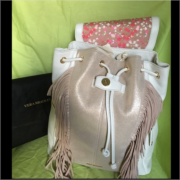 Vera Bradley Fringed Amy Leather Backpack - Picture 2 of 3