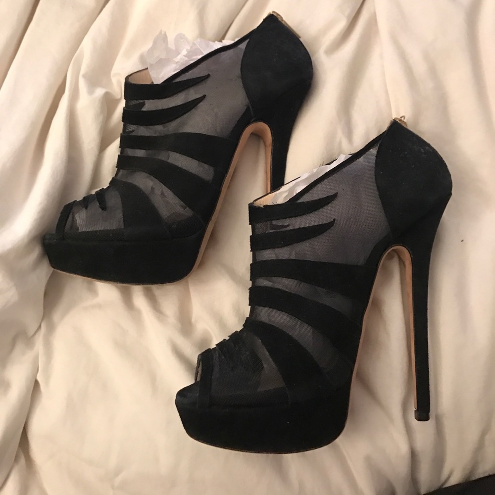 Jimmy Choo Suede Platform Cut Out Heels