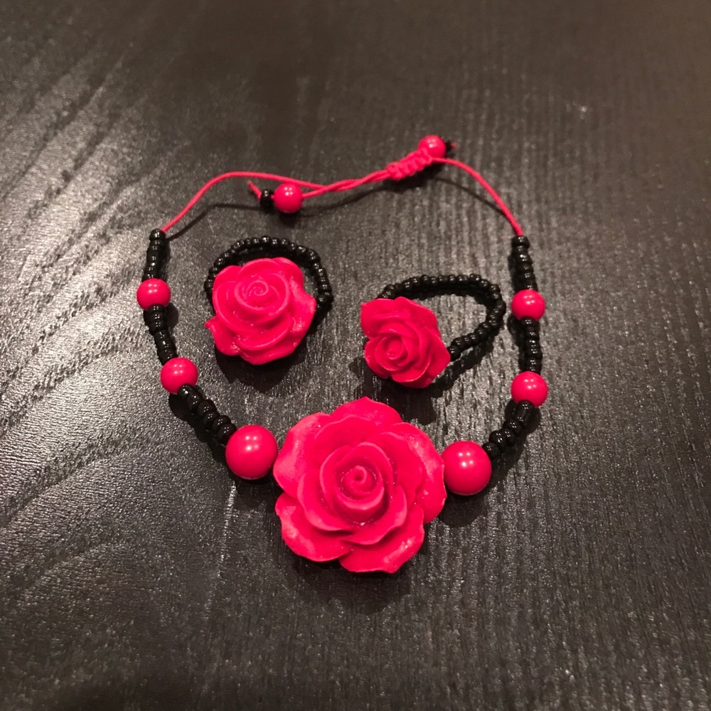 Rose bracelet and rose rings