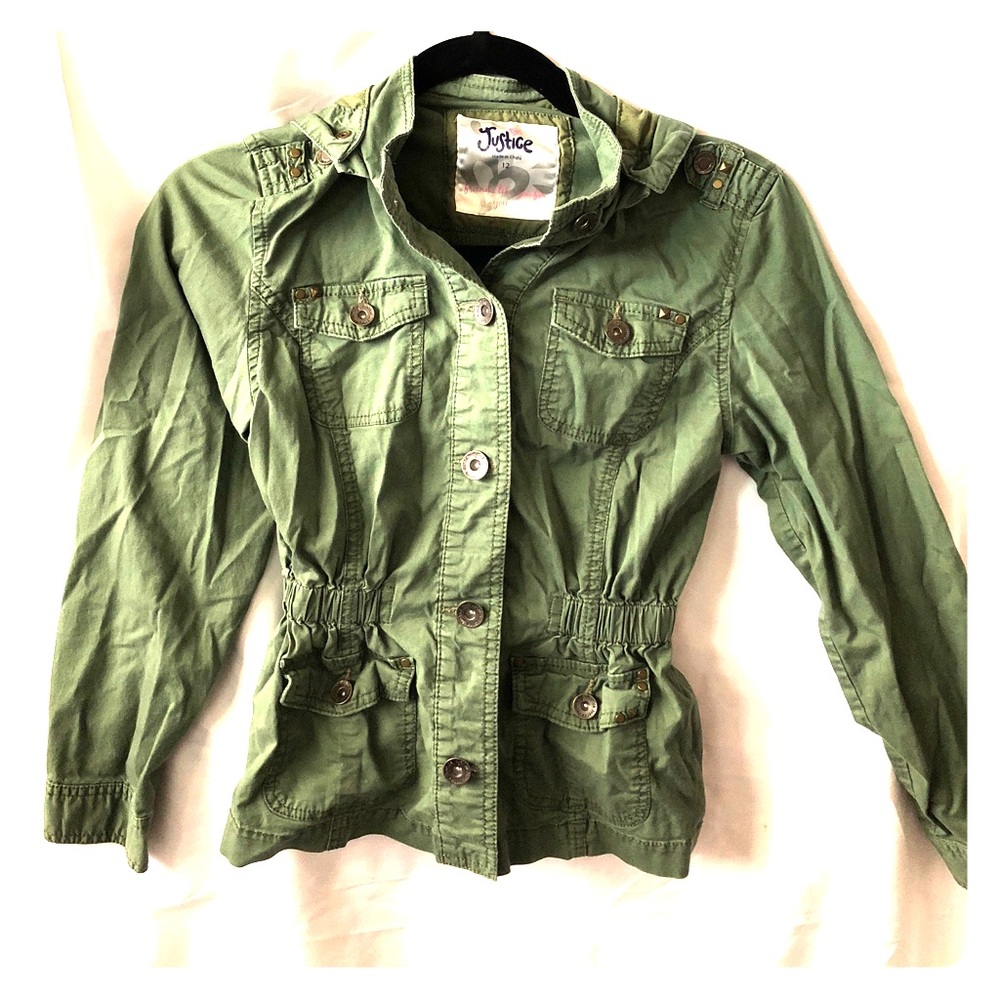 Used Justice green military jacket