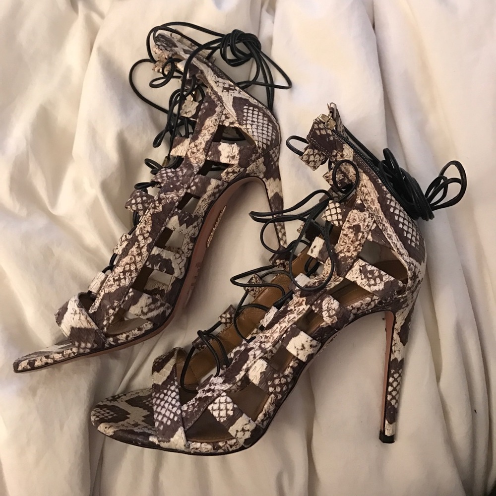 Aquazzura AMAZON Snakeskin Sandals