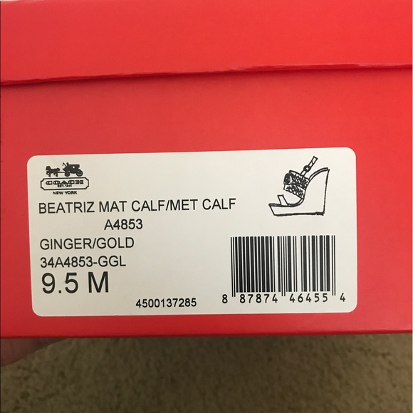 Coach Beatriz Wedge tan & gold NIB Sz 9.5 - Picture 4 of 4