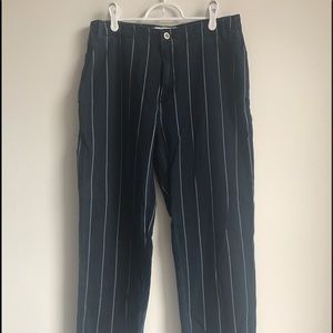 Bethnals denim pinstripe painter pants w raw hem