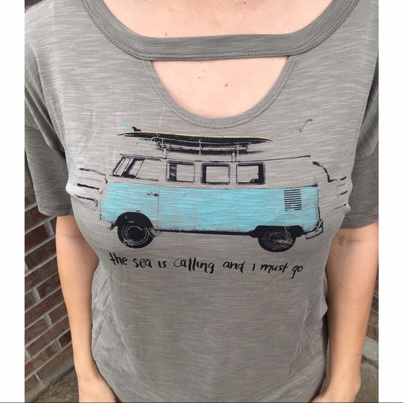 🐰SALE🐰▫️LAST▫️Roadtrip Beachy GREEN Cut-Out Top - Picture 4 of 6