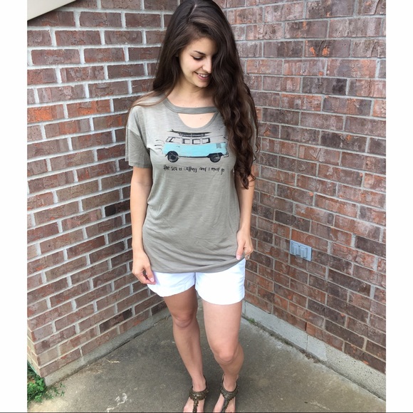 🐰SALE🐰▫️LAST▫️Roadtrip Beachy GREEN Cut-Out Top - Picture 5 of 6