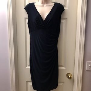 Ralph Lauren Navy Blue Dress Stretchy Slimming! 12