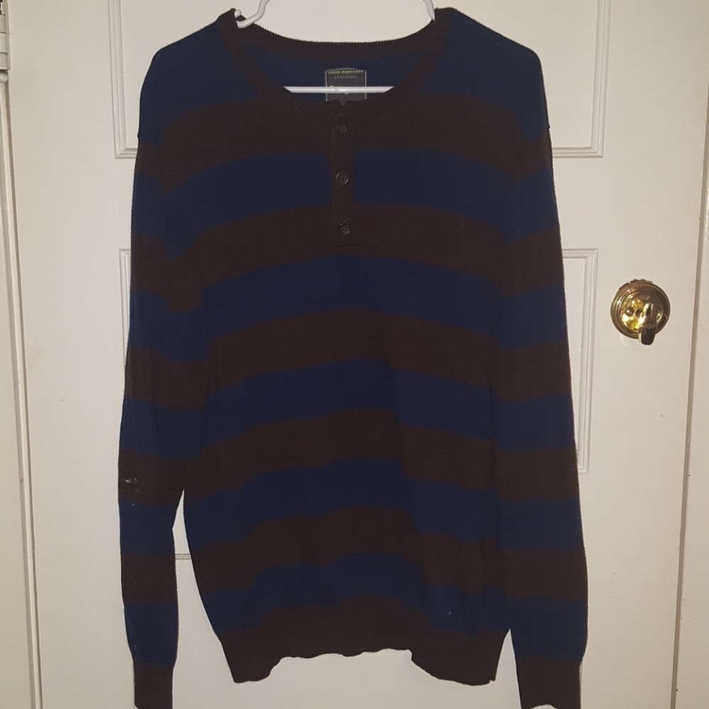Blue and grey striped sweater